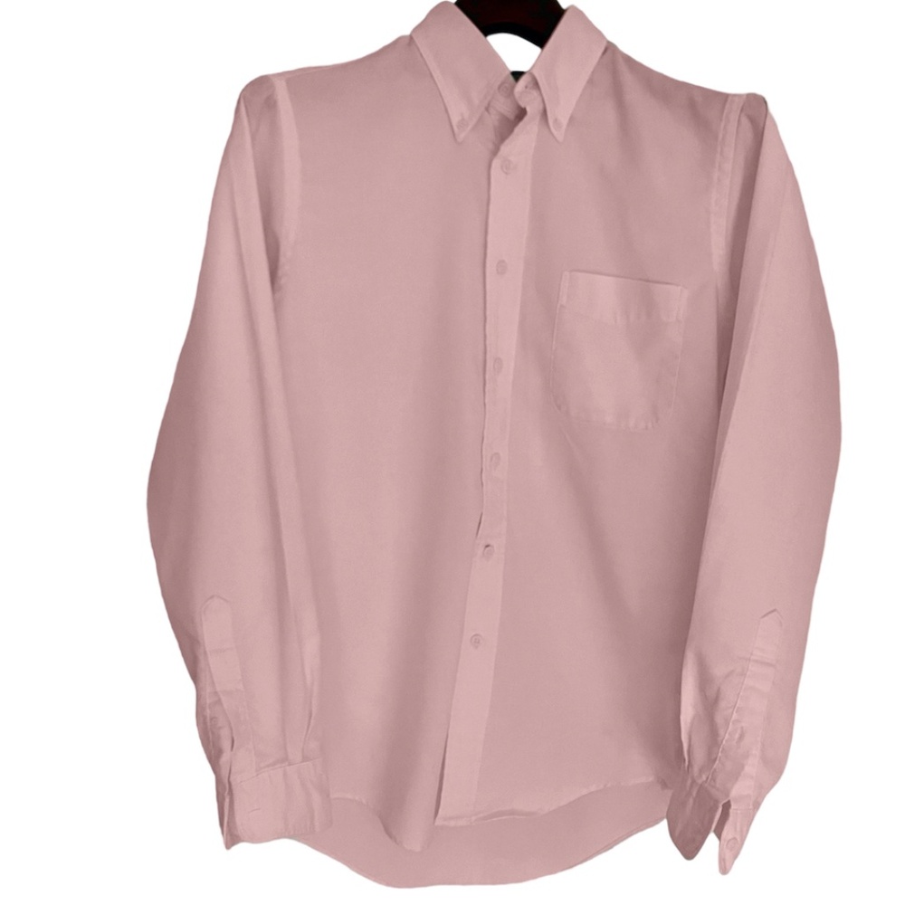 Lands' End: 15/34 Men's Long-Sleeve Buttondown Solid No Iron Pinpoint Oxford
